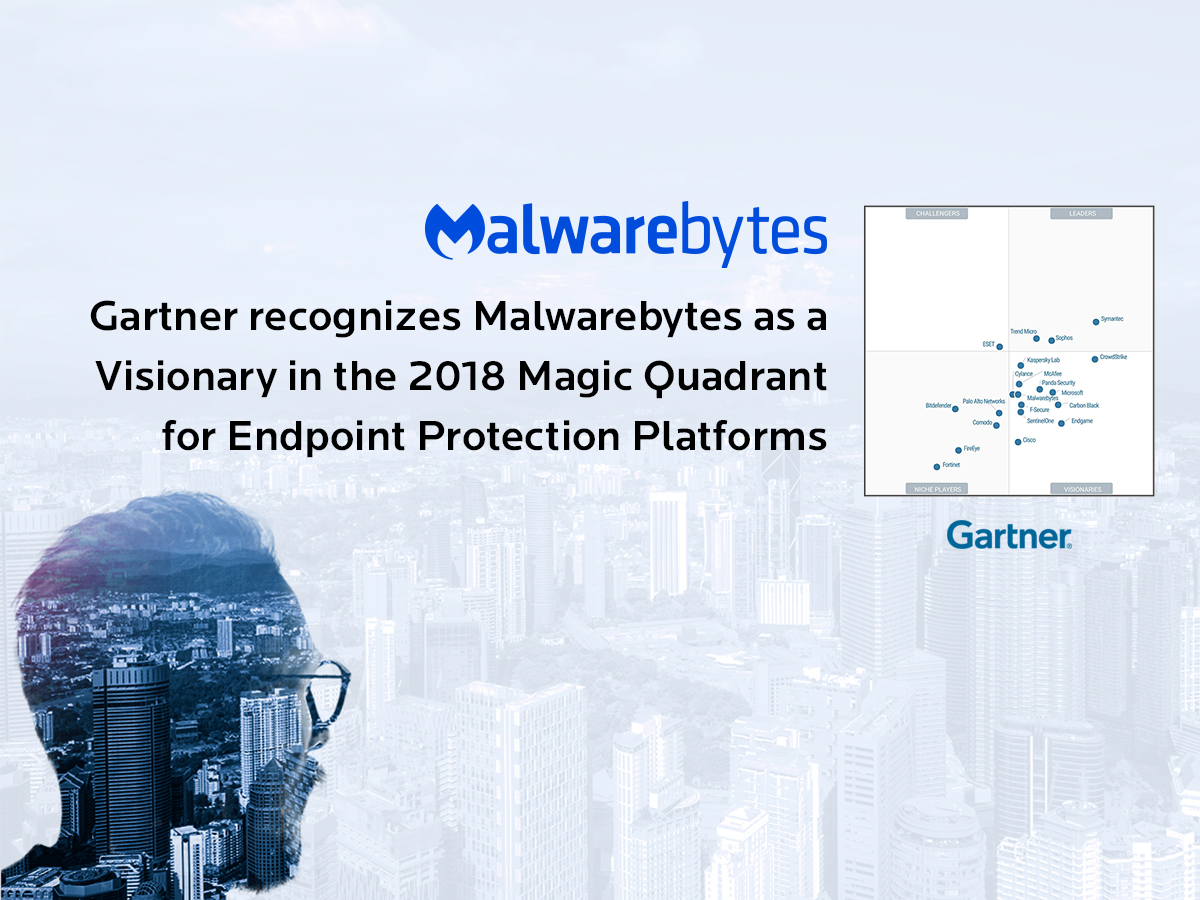 Malwarebytes Recognized as a Visionary in the Gartner Magic Quadrant for Endpoint Protection Platforms