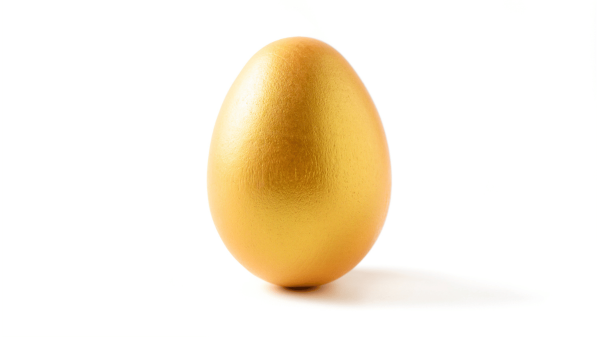 A golden egg on a white background
