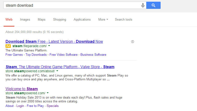 Steam in Google