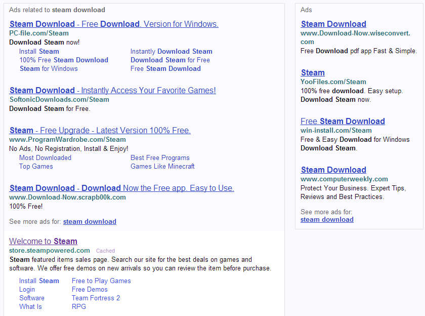 Steam in Yahoo
