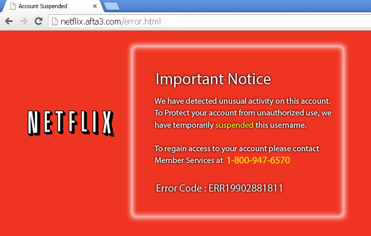 Netflix Phishing Scam leads to Fake Microsoft Tech Support