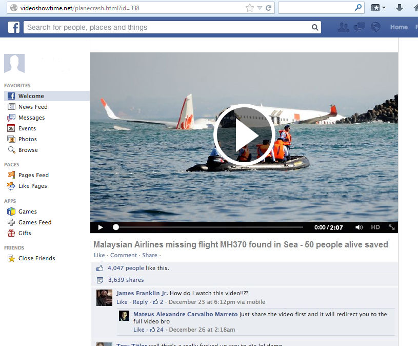 Fake video site
