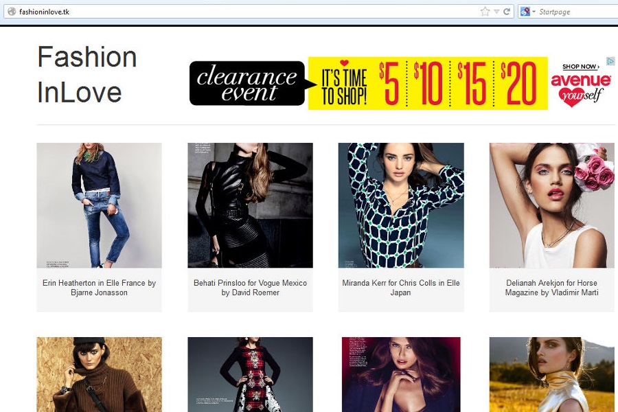 Fake fashion site riddled with ads