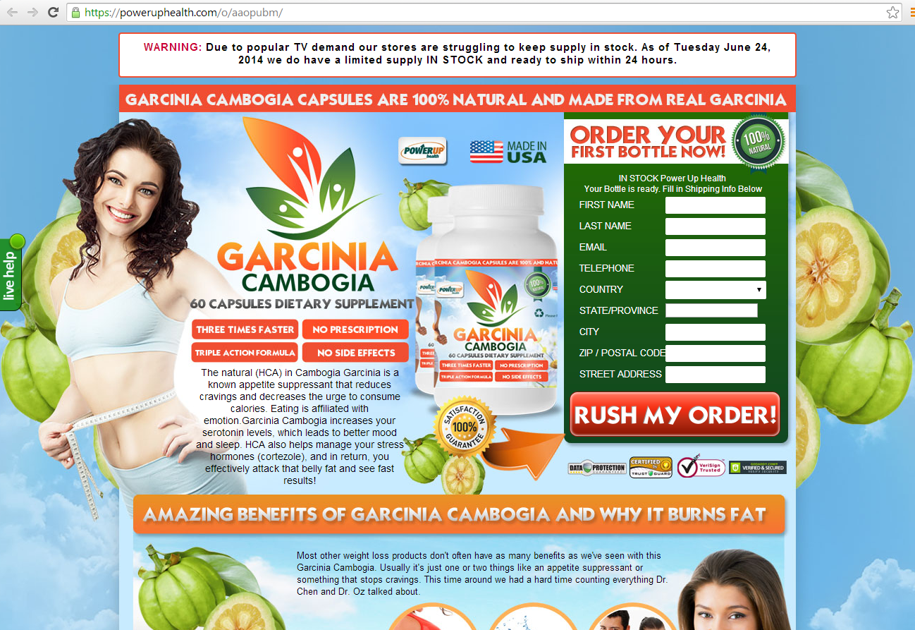 Sample 1 of a page selling Garcinia