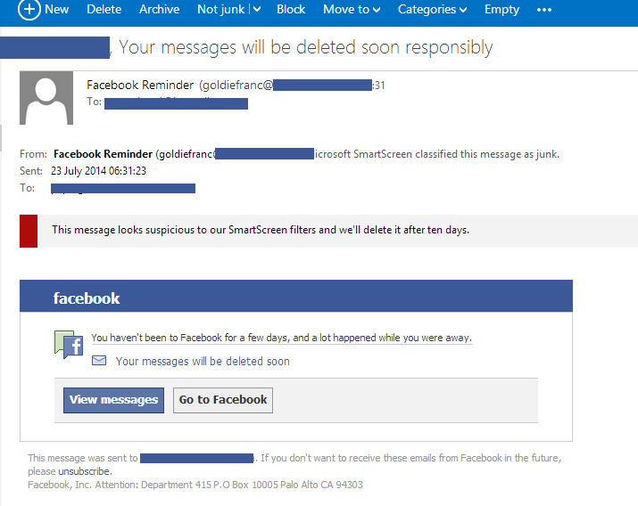 Fake FB email