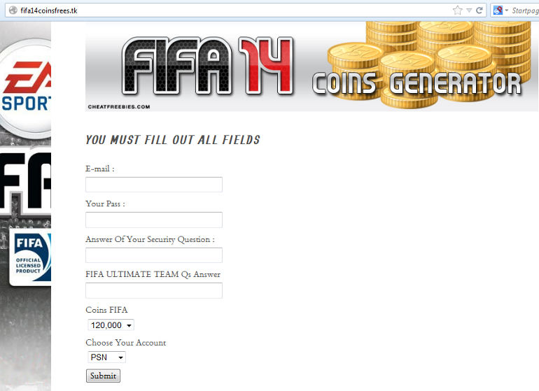Fake FIFA page