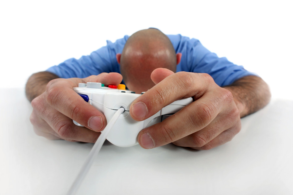 Man with games console