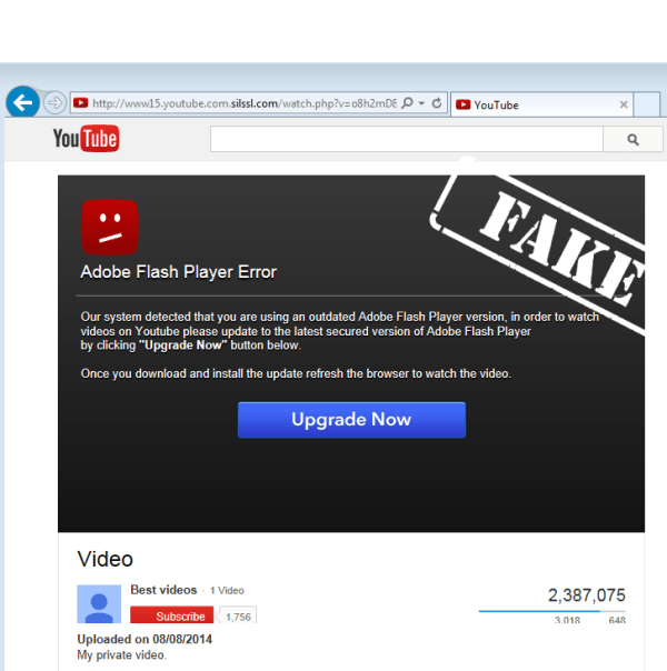 Convincing YouTube look-alike fires RIG Exploit Kit