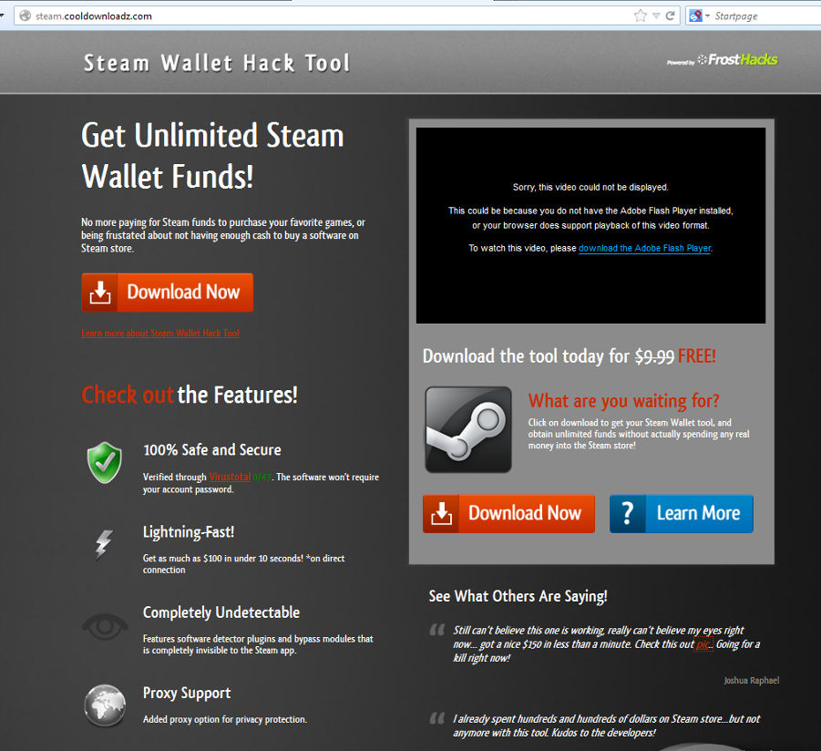 Steam wallet site