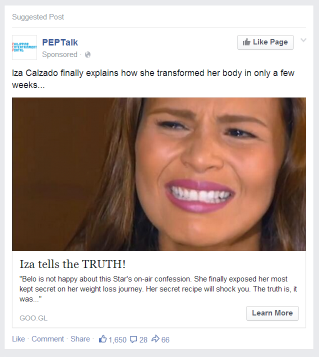 Another ad supposedly from PEP featuring another local celebrity