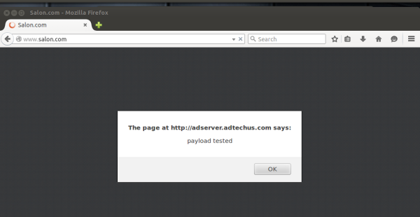 'Payload tested' browser popup via AOL's ad network causes a scare