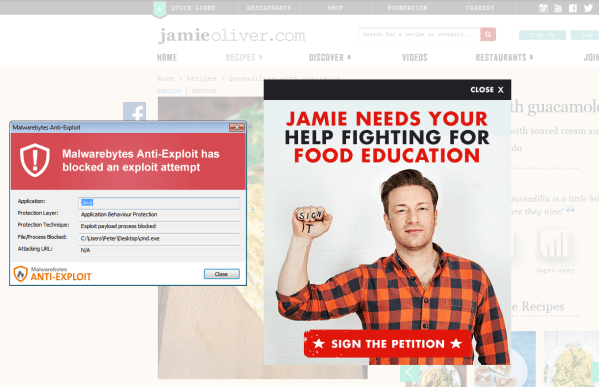 Jamie Oliver's website hacked again, drops password stealer