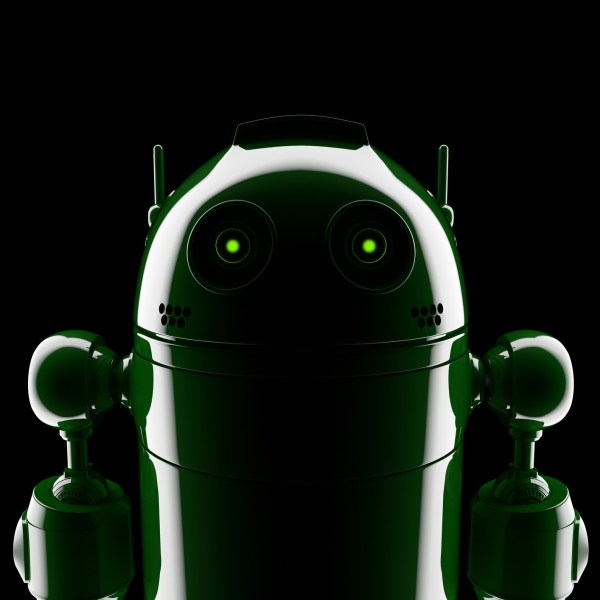 Android silhouette. On black background