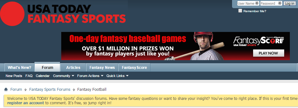 USA TODAY Fantasy Sports Discussion Forum Serves Malware