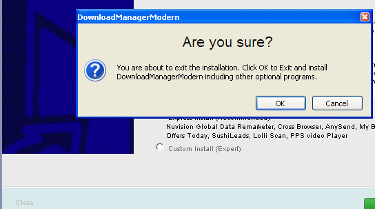 Closing the installer