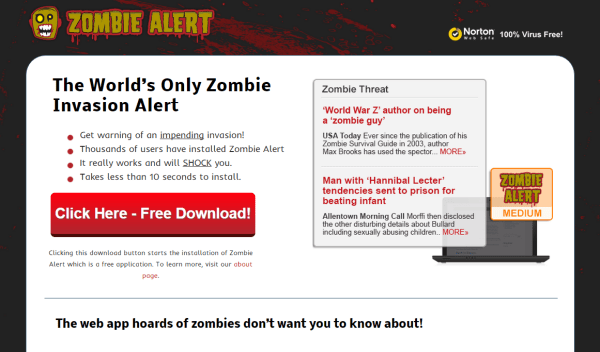 This PUP Alerts You of a Zombie Invasion