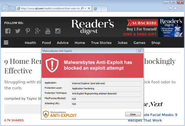 Reader's Digest and other WordPress Sites Compromised, Push Angler EK
