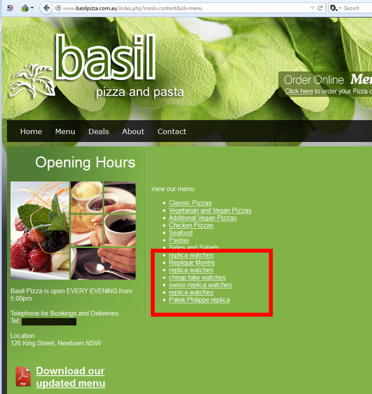Menu spam