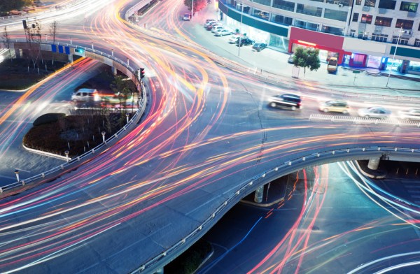 traffic on junction in city