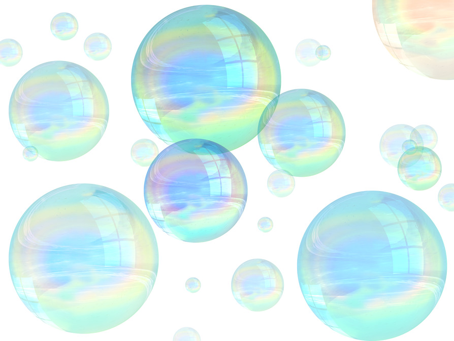 Illustration of many multicolored bubbles floating in the air