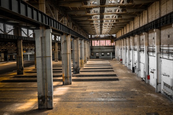 Industrial interior of an old factory building