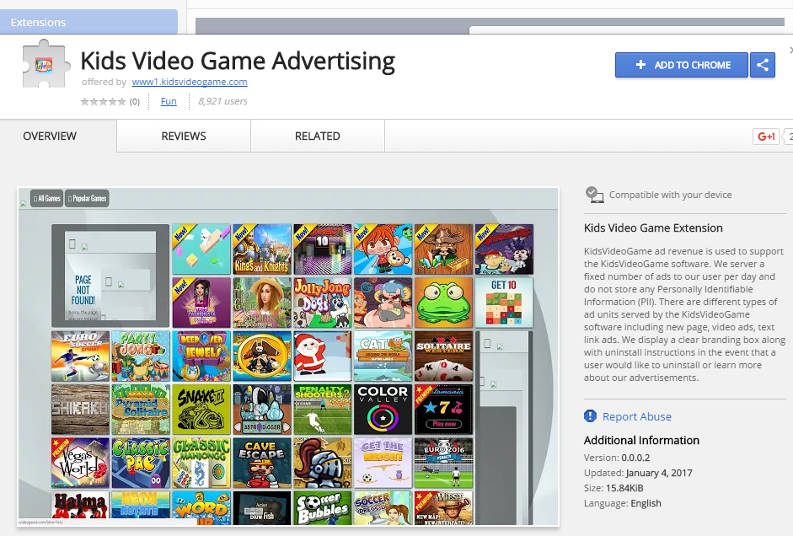 kida video game advertising extension