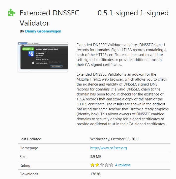 DNSSEC validator for Firefox