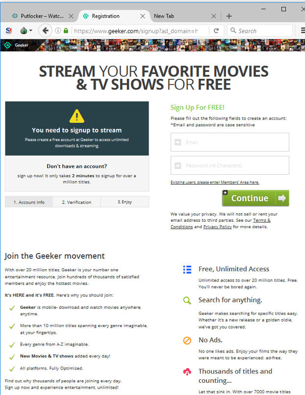 movie site sign up via steam