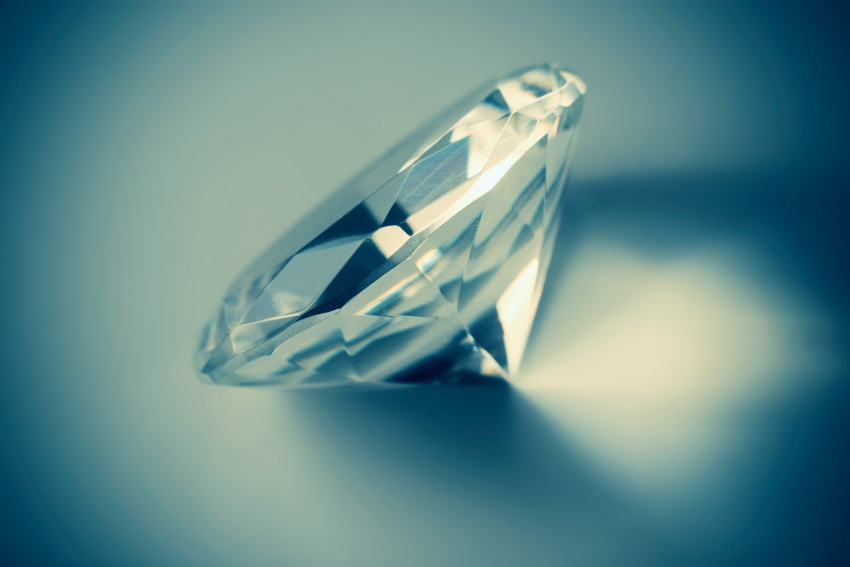 Closeup of a cut crystal in a diamond