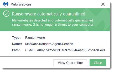 Malwarebytes Anti-Ransomware Detection