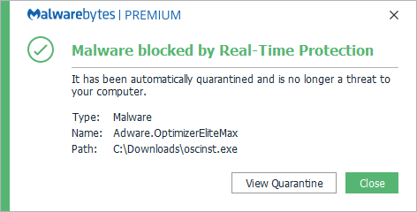 block Adware.OptimizerEliteMax