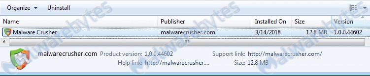 Malware Crusher installed