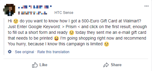 Facebook post English translation