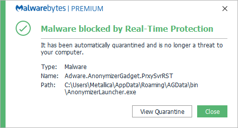 block Adware.AnonymizerGadget