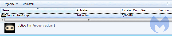 installed AnonymizerGadget