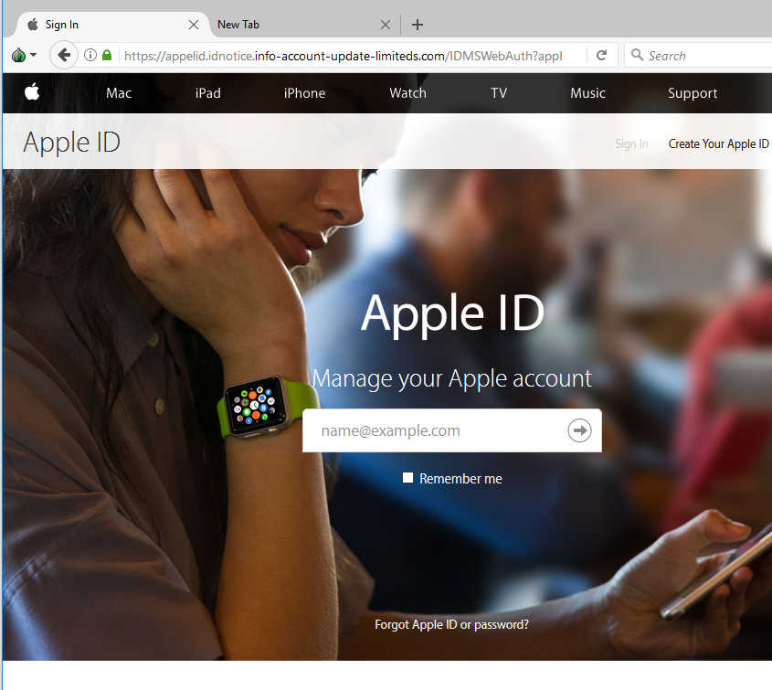 apple phishing page