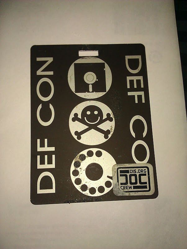 An example of an early Defcon badge. (Photo acquired on the Internet)