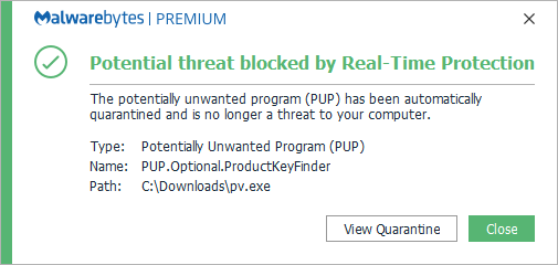 Malwarebytes blocks ProduKey