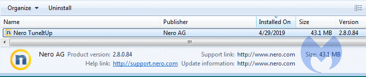 Nero TuneItUp installed