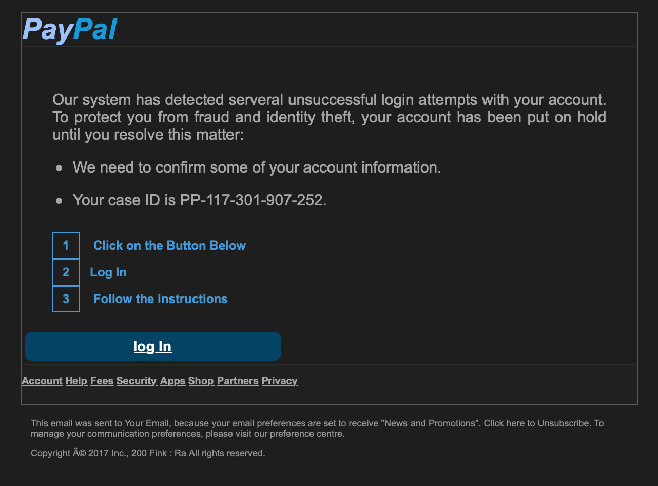 paypal login notification