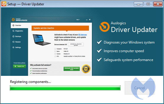 installing Auslogics Driver Updater