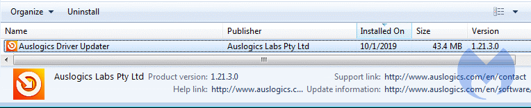installed Auslogics Driver Updater