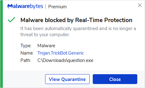 block Trojan.TrickBot.Generic