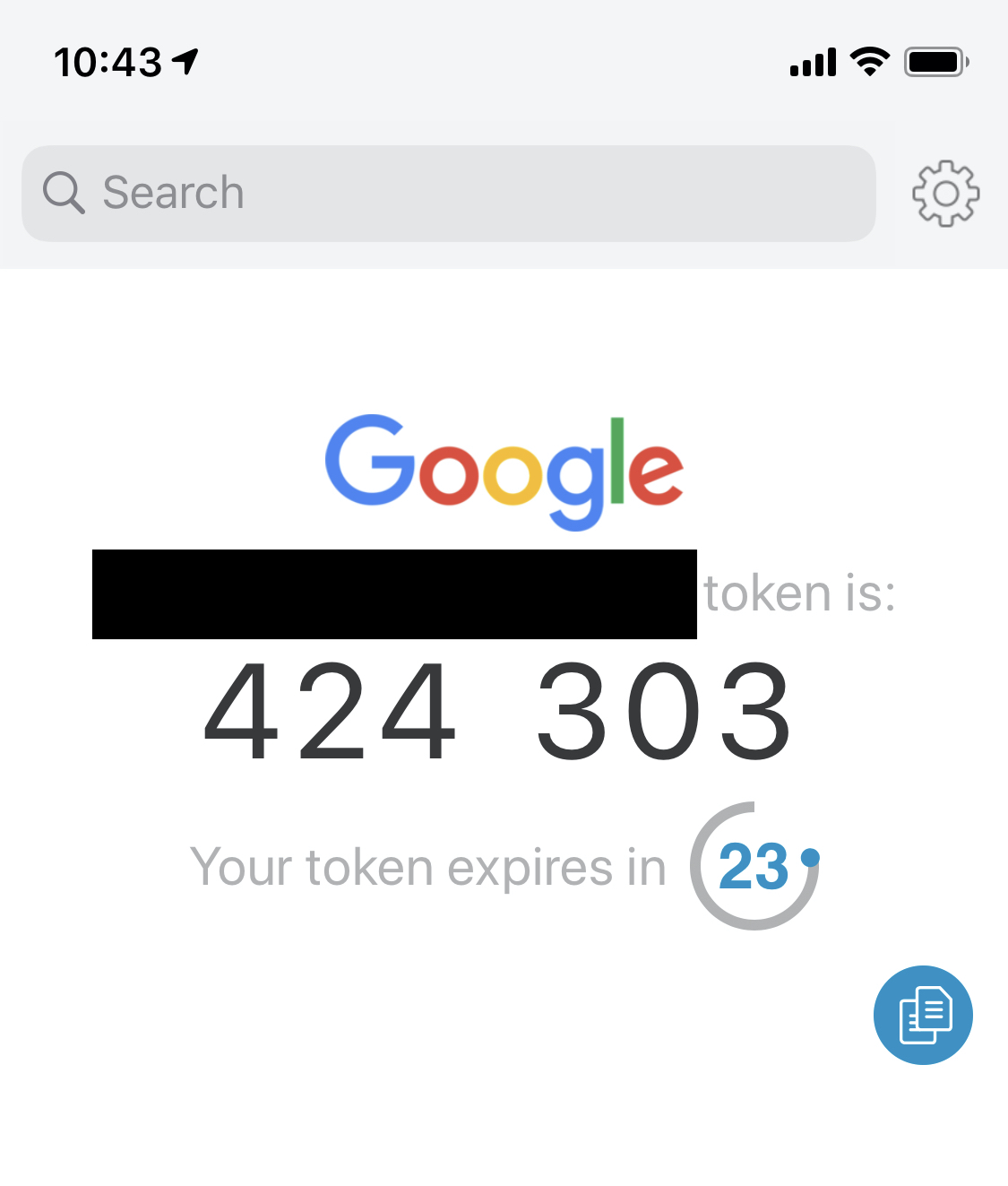 2FA token generated by Authy