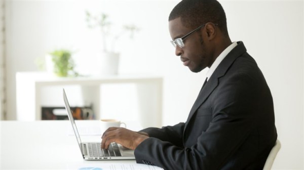 Businessman using a laptop