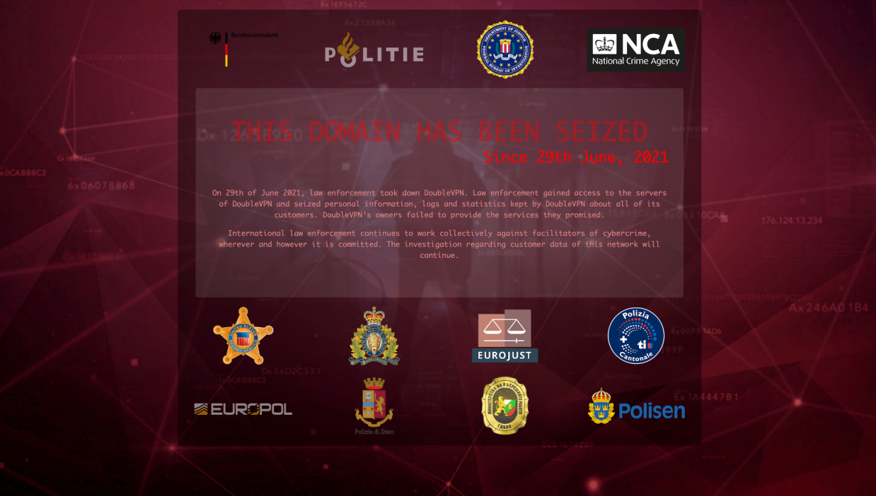 Police seize DoubleVPN data, servers, and domain