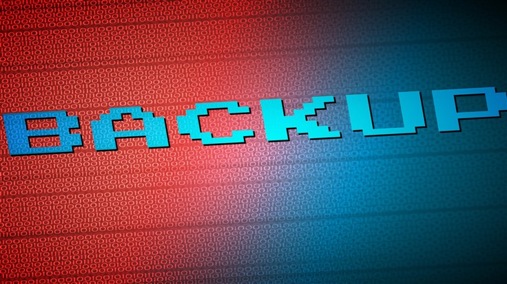 the word backup on red and blue background