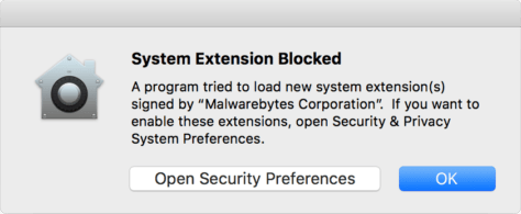 macOS blocks a system extension