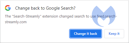warning change default search engine